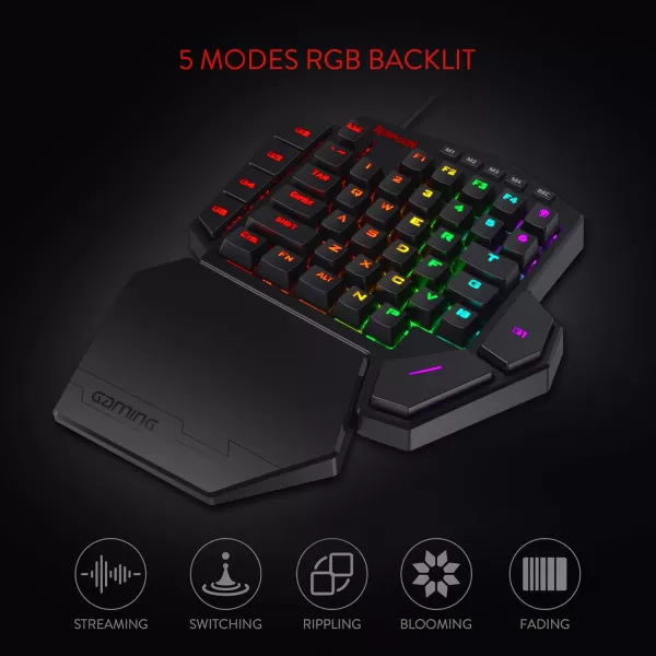 Redragon K585 DITI OneHanded RGB Mechanical Gaming Keyboard 42 Keys TypeC Professional Gaming Keypad wUpgraded HotSwappable Socket 7 Onboard Macro Keys ampamp Detachable Wrist RestBlack