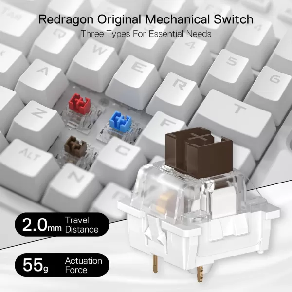 Redragon K585 DITI OneHanded RGB Mechanical Gaming Keyboard 42 Keys TypeC Professional Gaming Keypad wUpgraded HotSwappable Socket 7 Onboard Macro Keys ampamp Detachable Wrist RestWhite