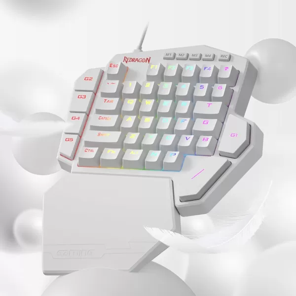 Redragon K585 DITI OneHanded RGB Mechanical Gaming Keyboard 42 Keys TypeC Professional Gaming Keypad wUpgraded HotSwappable Socket 7 Onboard Macro Keys ampamp Detachable Wrist RestWhite
