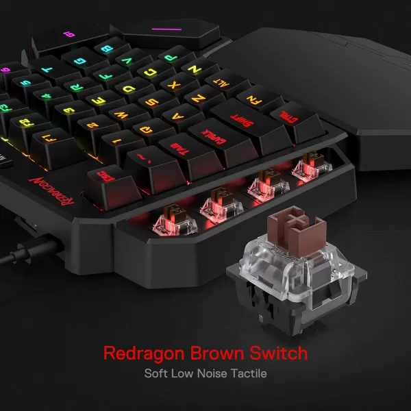 Redragon K585 DITI OneHanded RGB Mechanical Gaming Keyboard 42 Keys TypeC Professional Gaming Keypad wUpgraded HotSwappable Socket 7 Onboard Macro Keys ampamp Detachable Wrist RestBlack
