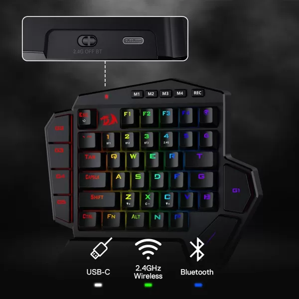 Redragon K585 DITI OneHanded RGB Mechanical Gaming Keyboard 42 Keys TypeC Professional Gaming Keypad wUpgraded HotSwappable Socket 7 Onboard Macro Keys ampamp Detachable Wrist RestBlack