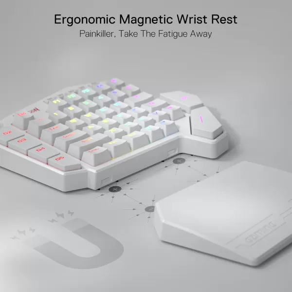 Redragon K585 DITI OneHanded RGB Mechanical Gaming Keyboard 42 Keys TypeC Professional Gaming Keypad wUpgraded HotSwappable Socket 7 Onboard Macro Keys ampamp Detachable Wrist RestWhite