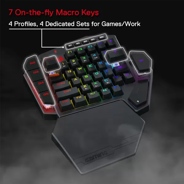 Redragon K585 DITI OneHanded RGB Mechanical Gaming Keyboard 42 Keys TypeC Professional Gaming Keypad wUpgraded HotSwappable Socket 7 Onboard Macro Keys ampamp Detachable Wrist RestBlack