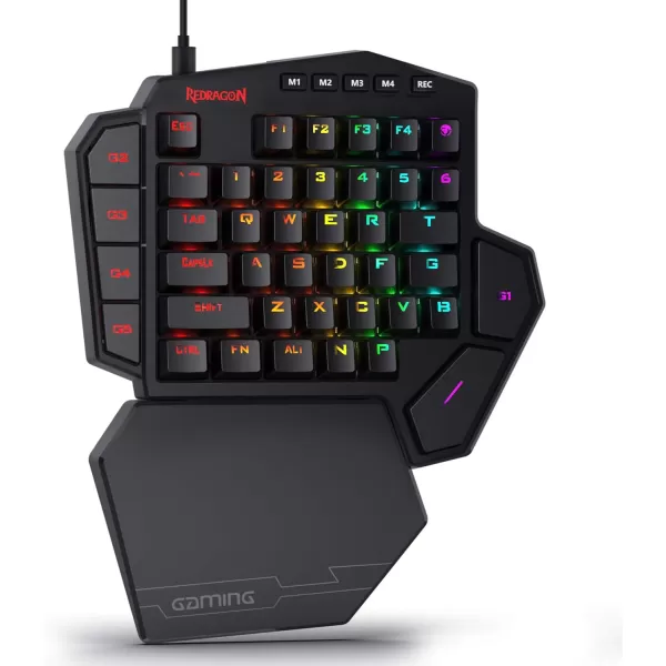 Redragon K585 DITI OneHanded RGB Mechanical Gaming Keyboard 42 Keys TypeC Professional Gaming Keypad wUpgraded HotSwappable Socket 7 Onboard Macro Keys ampamp Detachable Wrist RestBlack