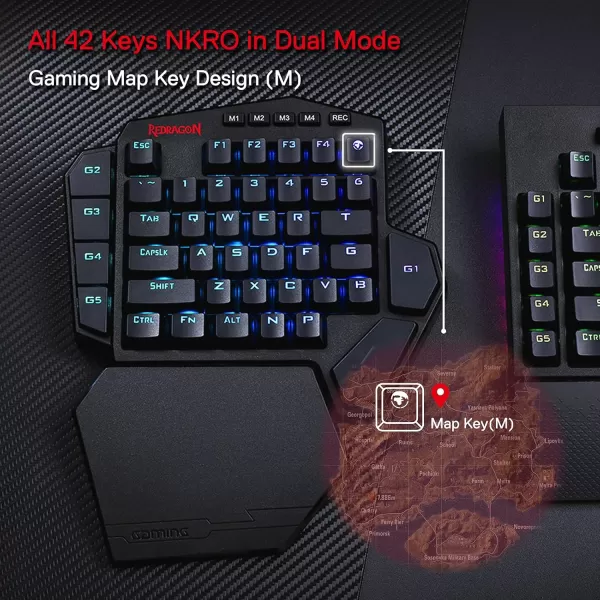 Redragon K585 DITI OneHanded RGB Mechanical Gaming Keyboard 42 Keys TypeC Professional Gaming Keypad wUpgraded HotSwappable Socket 7 Onboard Macro Keys ampamp Detachable Wrist RestBlack