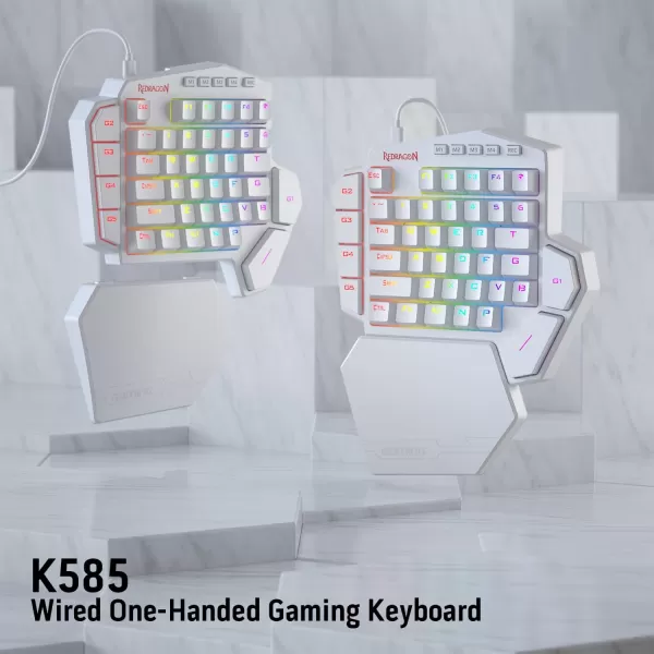 Redragon K585 DITI OneHanded RGB Mechanical Gaming Keyboard 42 Keys TypeC Professional Gaming Keypad wUpgraded HotSwappable Socket 7 Onboard Macro Keys ampamp Detachable Wrist RestWhite