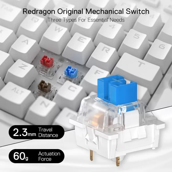 Redragon K585 DITI OneHanded RGB Mechanical Gaming Keyboard 42 Keys TypeC Professional Gaming Keypad wUpgraded HotSwappable Socket 7 Onboard Macro Keys ampamp Detachable Wrist RestWhite