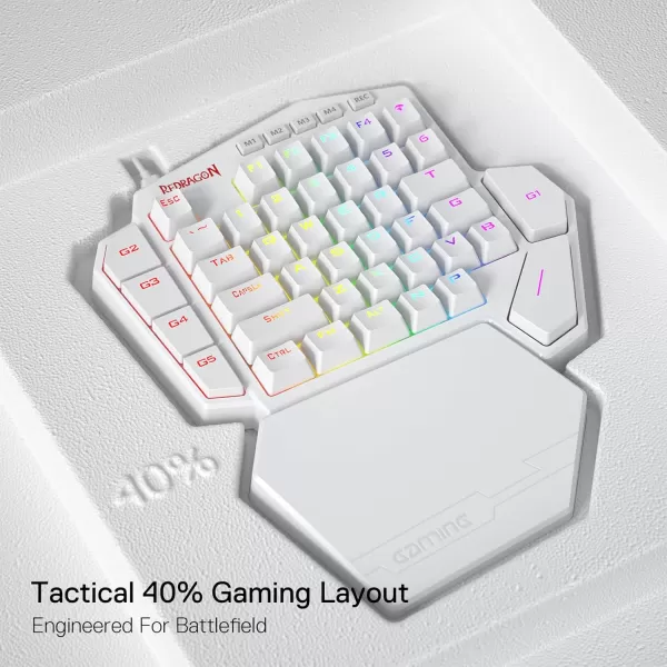 Redragon K585 DITI OneHanded RGB Mechanical Gaming Keyboard 42 Keys TypeC Professional Gaming Keypad wUpgraded HotSwappable Socket 7 Onboard Macro Keys ampamp Detachable Wrist RestWhite