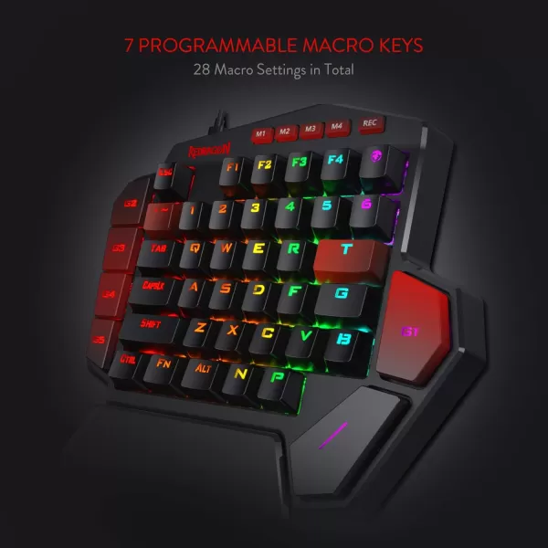 Redragon K585 DITI OneHanded RGB Mechanical Gaming Keyboard 42 Keys TypeC Professional Gaming Keypad wUpgraded HotSwappable Socket 7 Onboard Macro Keys ampamp Detachable Wrist RestBlack