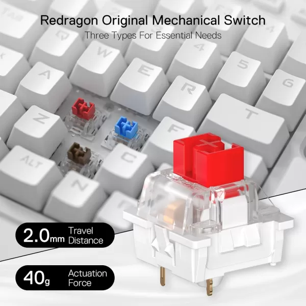 Redragon K585 DITI OneHanded RGB Mechanical Gaming Keyboard 42 Keys TypeC Professional Gaming Keypad wUpgraded HotSwappable Socket 7 Onboard Macro Keys ampamp Detachable Wrist RestWhite