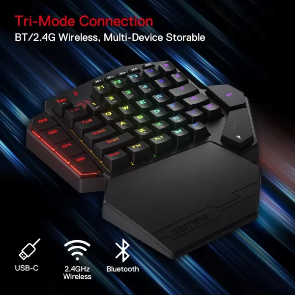 Redragon K585 DITI OneHanded RGB Mechanical Gaming Keyboard 42 Keys TypeC Professional Gaming Keypad wUpgraded HotSwappable Socket 7 Onboard Macro Keys ampamp Detachable Wrist RestBlack