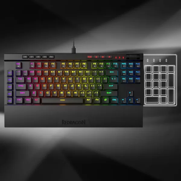 Redragon K587 TKL Wired RGB Mechanical 87 Keys Gaming Keyboard 9 Dedicated Macro G Keys Media Control wDetachable Wrist Rest HotSwap Linear Red SwitchesK587