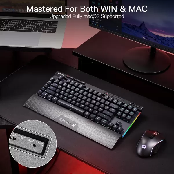Redragon K587 TKL Wired RGB Mechanical 87 Keys Gaming Keyboard 9 Dedicated Macro G Keys Media Control wDetachable Wrist Rest HotSwap Linear Red SwitchesK587 PRO