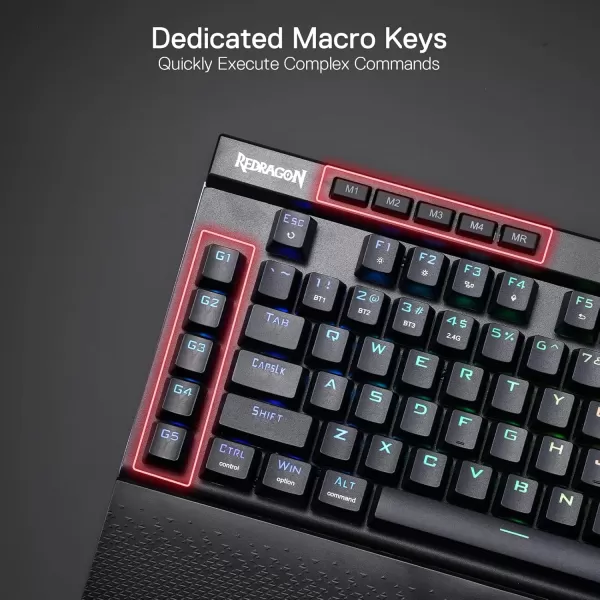 Redragon K587 TKL Wired RGB Mechanical 87 Keys Gaming Keyboard 9 Dedicated Macro G Keys Media Control wDetachable Wrist Rest HotSwap Linear Red SwitchesK587 PRO