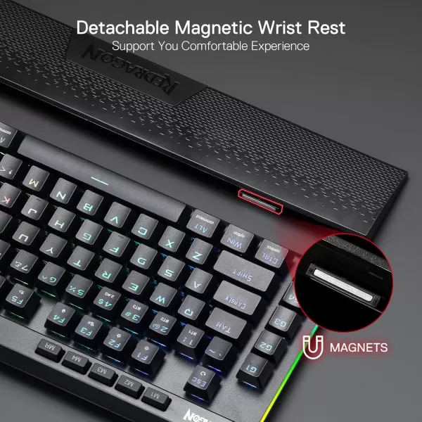 Redragon K587 TKL Wired RGB Mechanical 87 Keys Gaming Keyboard 9 Dedicated Macro G Keys Media Control wDetachable Wrist Rest HotSwap Linear Red SwitchesK587 PRO