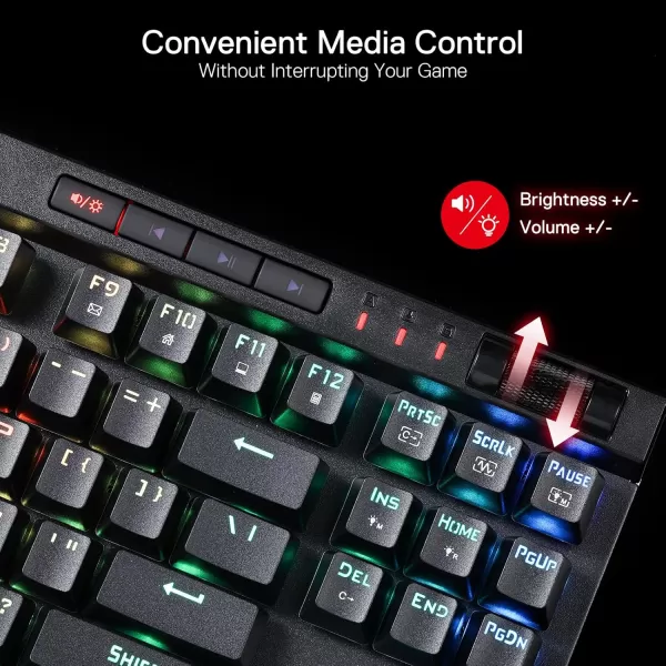 Redragon K587 TKL Wired RGB Mechanical 87 Keys Gaming Keyboard 9 Dedicated Macro G Keys Media Control wDetachable Wrist Rest HotSwap Linear Red SwitchesK587