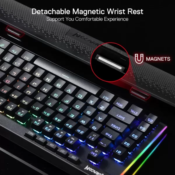 Redragon K587 TKL Wired RGB Mechanical 87 Keys Gaming Keyboard 9 Dedicated Macro G Keys Media Control wDetachable Wrist Rest HotSwap Linear Red SwitchesK587
