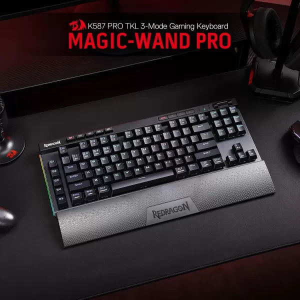 Redragon K587 TKL Wired RGB Mechanical 87 Keys Gaming Keyboard 9 Dedicated Macro G Keys Media Control wDetachable Wrist Rest HotSwap Linear Red SwitchesK587 PRO