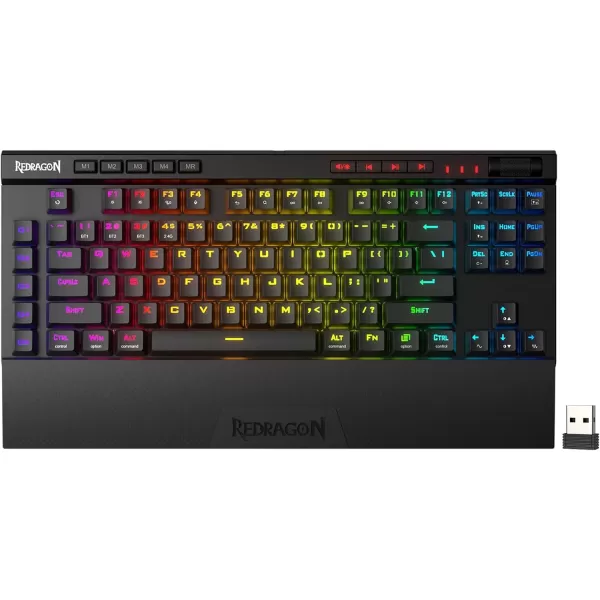 Redragon K587 TKL Wired RGB Mechanical 87 Keys Gaming Keyboard 9 Dedicated Macro G Keys Media Control wDetachable Wrist Rest HotSwap Linear Red SwitchesK587 PRO