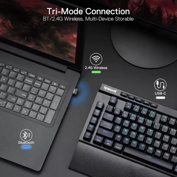 Redragon K587 TKL Wired RGB Mechanical 87 Keys Gaming Keyboard 9 Dedicated Macro G Keys Media Control wDetachable Wrist Rest HotSwap Linear Red SwitchesK587 PRO