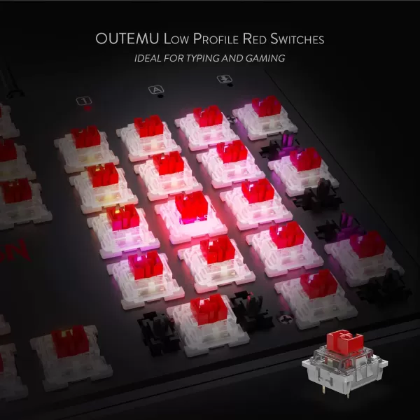 Redragon K589 Shrapnel RGB Low Profile Mechanical Gaming Keyboard 104 Keys Antighosting Mechanical Keyboard with Linear ampamp Quiet Red Switches Fast Actuation with Less Travel and Smooth Keys