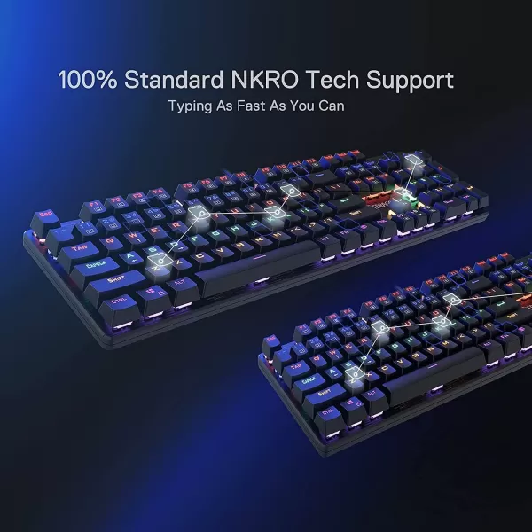 Redragon K608 Valheim Rainbow Gaming Keyboard 104 Keys NKRO Mechanical Keyboard wLinear and Quiet Red Switch