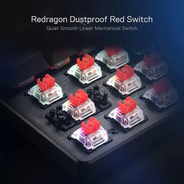 Redragon K608 Valheim Rainbow Gaming Keyboard 104 Keys NKRO Mechanical Keyboard wLinear and Quiet Red Switch