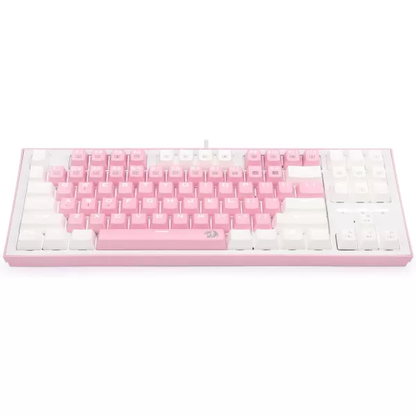 Redragon K611 Dual Color Keys Mechanical Gaming Keyboard Single White LED  RGB Side Edge Backlit 87 Key Tenkeyless Wired Computer Keyboard with Blue Switches for Windows PC Pink  White