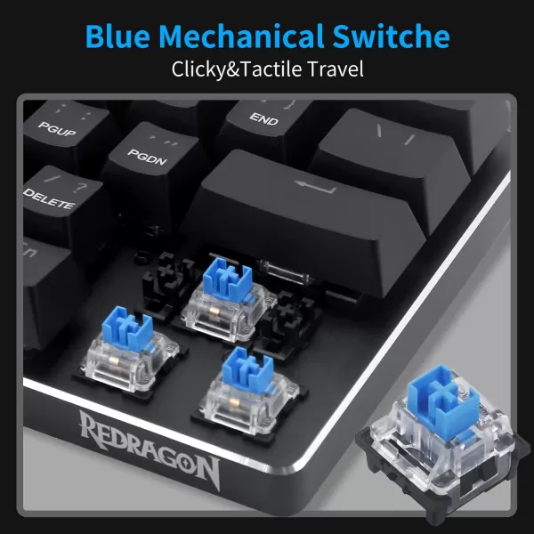 Redragon K613 60 Mini Mechanical Gaming Keyboard 61 Key Tenkeyless Rainbow LED Backlit Wired Computer Keyboard with Blue Switches for Windows PC