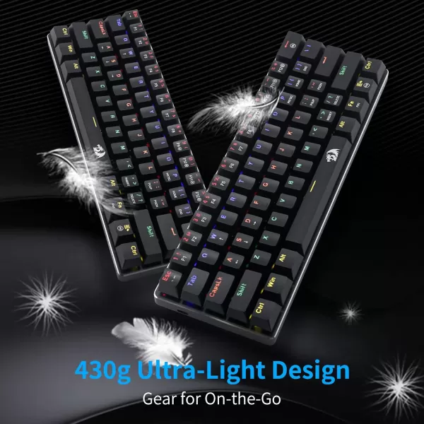Redragon K613 60 Mini Mechanical Gaming Keyboard 61 Key Tenkeyless Rainbow LED Backlit Wired Computer Keyboard with Blue Switches for Windows PC