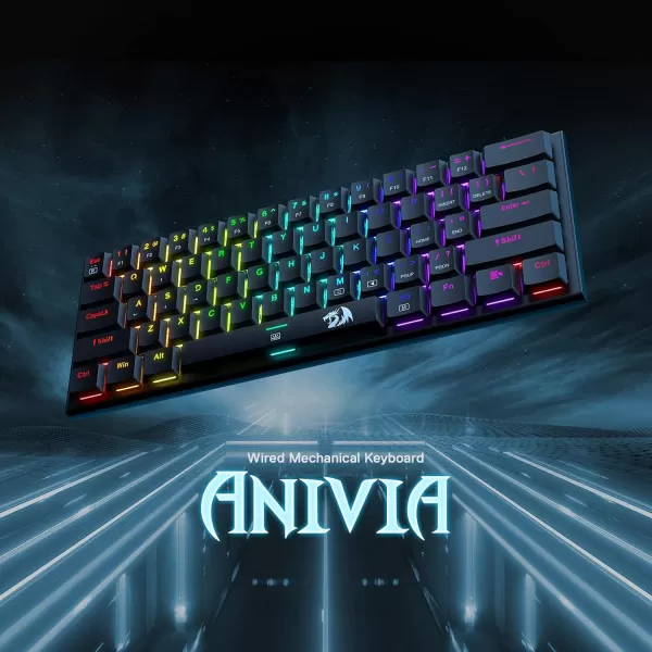 Redragon K614 Anivia 60 Ultra Thin Wired Mechanical Keyboard Slim Compact 61 Keys RGB Gaming Keyboard wLow Profile Linear Red Switches and DoubleShot Keycaps for Fast ampamp Accurate Actuation
