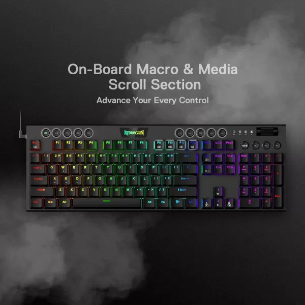 Redragon K618 PRO 3Mode Wireless RGB Mechanical Keyboard BT24GhzWired Low Profile WinMac Gaming Keyboard wUltraThin Design Dedicated Media Control ampamp Linear Red SwitchRed Switch