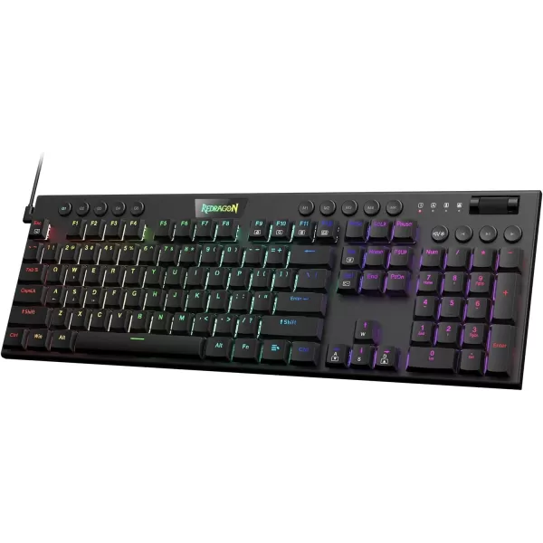 Redragon K618 PRO 3Mode Wireless RGB Mechanical Keyboard BT24GhzWired Low Profile WinMac Gaming Keyboard wUltraThin Design Dedicated Media Control ampamp Linear Red SwitchBlue Switch