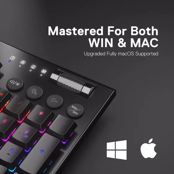 Redragon K618 PRO 3Mode Wireless RGB Mechanical Keyboard BT24GhzWired Low Profile WinMac Gaming Keyboard wUltraThin Design Dedicated Media Control ampamp Linear Red SwitchBlue Switch