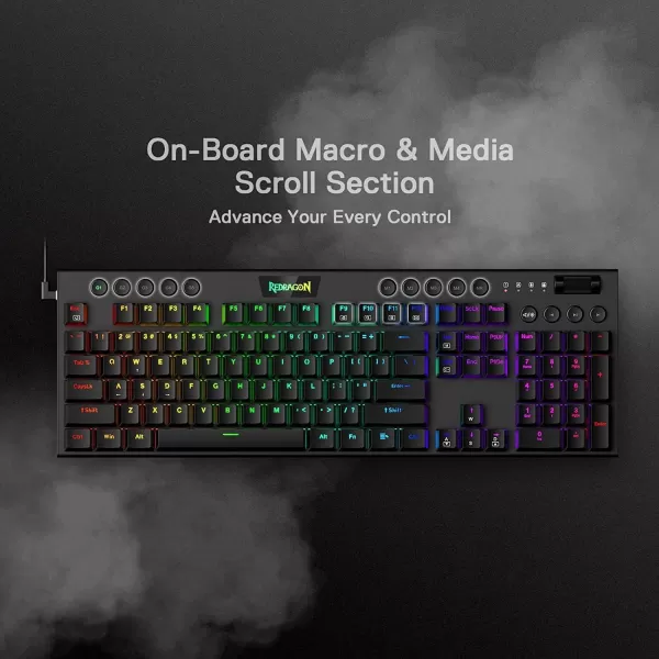 Redragon K618 PRO 3Mode Wireless RGB Mechanical Keyboard BT24GhzWired Low Profile WinMac Gaming Keyboard wUltraThin Design Dedicated Media Control ampamp Linear Red SwitchBlue Switch