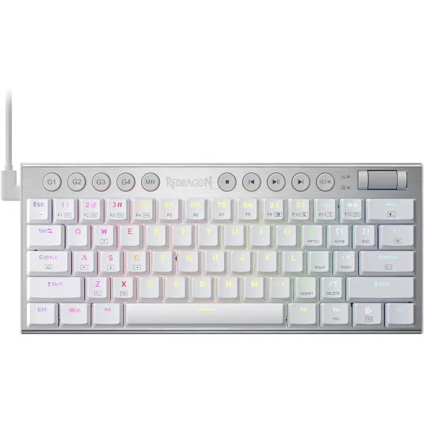 Redragon K632 PRO 60 Wireless RGB Mechanical Keyboard BT24GhzWired TriMode UltraThin Low Profile Gaming Keyboard wNoLag Connection Dedicated Media Control ampamp Linear Red SwitchWhite