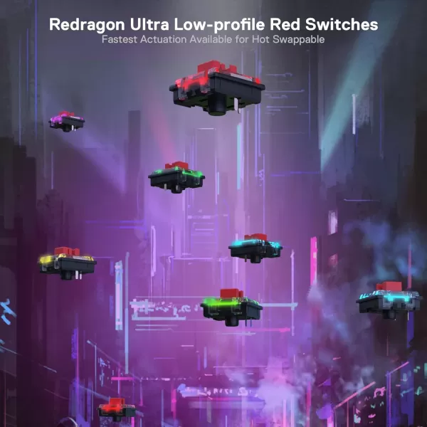 Redragon K632 PRO 60 Wireless RGB Mechanical Keyboard BT24GhzWired TriMode UltraThin Low Profile Gaming Keyboard wNoLag Connection Dedicated Media Control ampamp Linear Red SwitchBlack Red Switch