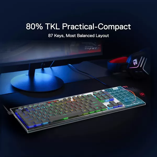 Redragon K632 PRO 60 Wireless RGB Mechanical Keyboard BT24GhzWired TriMode UltraThin Low Profile Gaming Keyboard wNoLag Connection Dedicated Media Control ampamp Linear Red SwitchSilver Brown Switch