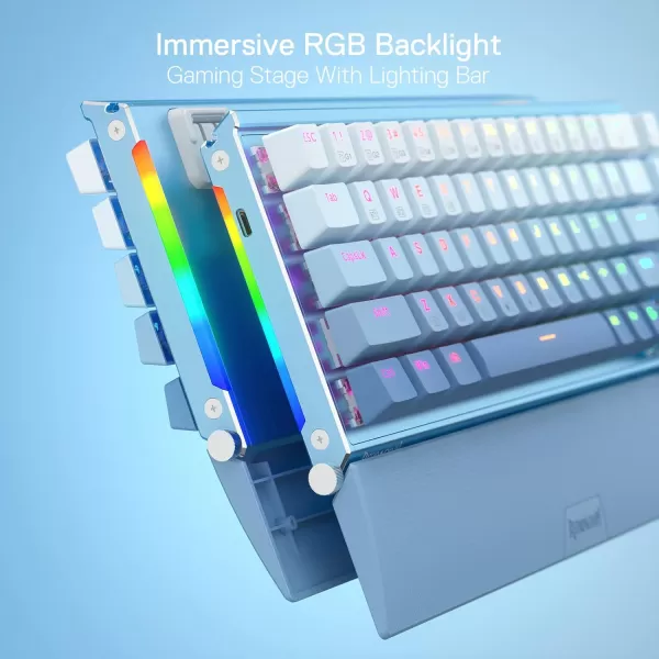 Redragon K641 65 Aluminum RGB Mechanical Keyboard Wired 68 Keys Compact Gaming Keyboard w 35mm Sound Absorbing Foams Detachable Wrist Rest Gradient Keycaps Upgraded HotSwap SocketBlue Wired