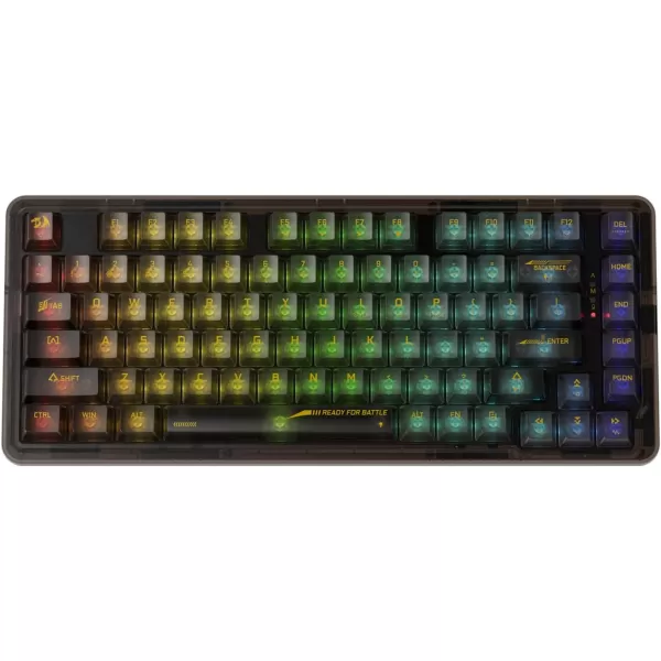 Redragon K649 78 Wired Gasket RGB Gaming Keyboard 82 Keys Layout HotSwap Compact Mechanical Keyboard wHotSwappable Socket Sound Absorbing Foam Quiet Custom Linear SwitchBlack Transparent