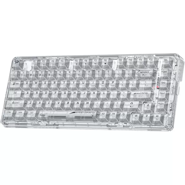 Redragon K649 78 Wired Gasket RGB Gaming Keyboard 82 Keys Layout HotSwap Compact Mechanical Keyboard wHotSwappable Socket Sound Absorbing Foam Quiet Custom Linear SwitchWhite Transparent