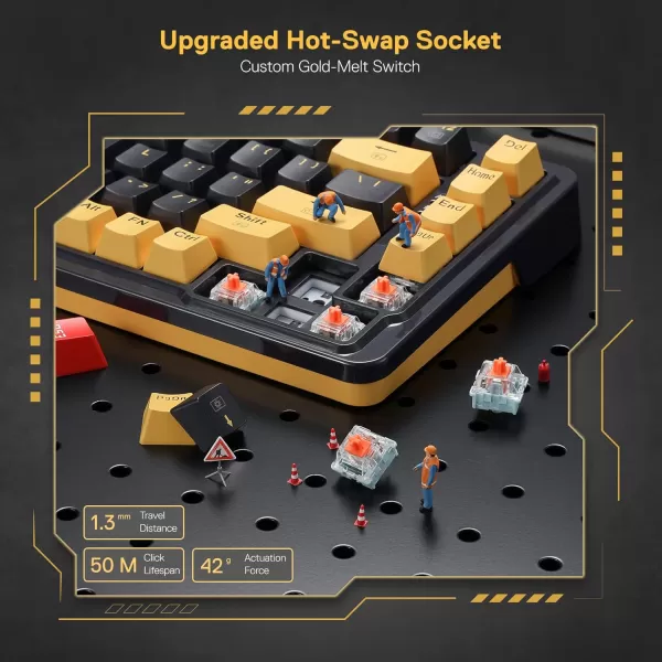 Redragon K649 78 Wired Gasket RGB Gaming Keyboard 82 Keys Layout HotSwap Compact Mechanical Keyboard wHotSwappable Socket Sound Absorbing Foam Quiet Custom Linear SwitchBlack  Yellow