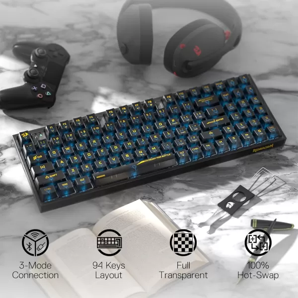 Redragon K658 PRO SE 90 3Mode Wireless RGB Gaming Keyboard 94 Keys FullTransparent Mechanical Keyboard wHotSwap Socket Sound Absorbing Foams Full Numpad ampamp Custom Switch