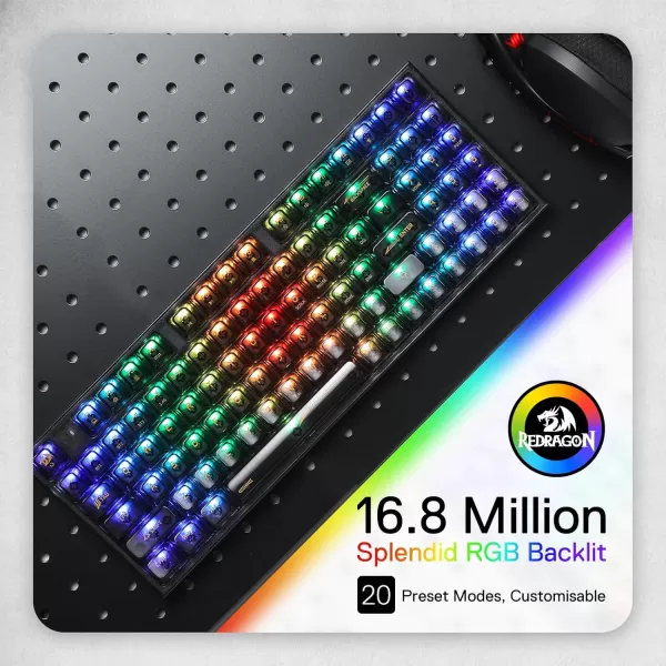 Redragon K658 PRO SE 90 3Mode Wireless RGB Gaming Keyboard 94 Keys FullTransparent Mechanical Keyboard wHotSwap Socket Sound Absorbing Foams Full Numpad ampamp Custom Switch