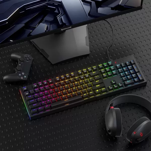 Redragon K670 RGB Backlit Gaming Keyboard 104 Keys HotSwap Mechanical Keyboard Upgraded Socket Quiet Linear Red Switch