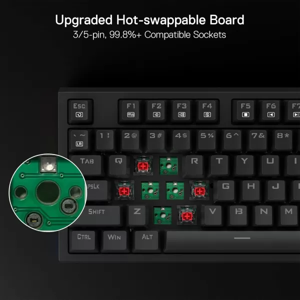 Redragon K670 RGB Backlit Gaming Keyboard 104 Keys HotSwap Mechanical Keyboard Upgraded Socket Quiet Linear Red Switch