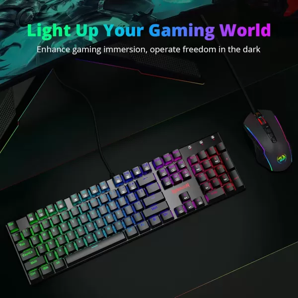 Redragon Mechanical Gaming Keyboard Wired Mechanical Keyboard with 11 Programmable Backlit Modes HotSwappable Red Switch AntiGhosting DoubleShot PBT Keycaps Light Up Keyboard for PC MacRGB QWERTY