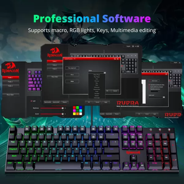Redragon Mechanical Gaming Keyboard Wired Mechanical Keyboard with 11 Programmable Backlit Modes HotSwappable Red Switch AntiGhosting DoubleShot PBT Keycaps Light Up Keyboard for PC MacRGB QWERTY