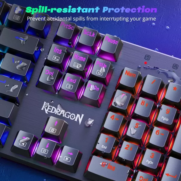 Redragon Mechanical Gaming Keyboard Wired Mechanical Keyboard with 11 Programmable Backlit Modes HotSwappable Red Switch AntiGhosting DoubleShot PBT Keycaps Light Up Keyboard for PC MacRGB LED