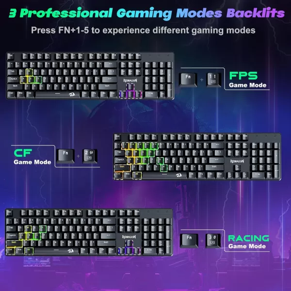 Redragon Mechanical Gaming Keyboard Wired Mechanical Keyboard with 11 Programmable Backlit Modes HotSwappable Red Switch AntiGhosting DoubleShot PBT Keycaps Light Up Keyboard for PC MacRGB LED